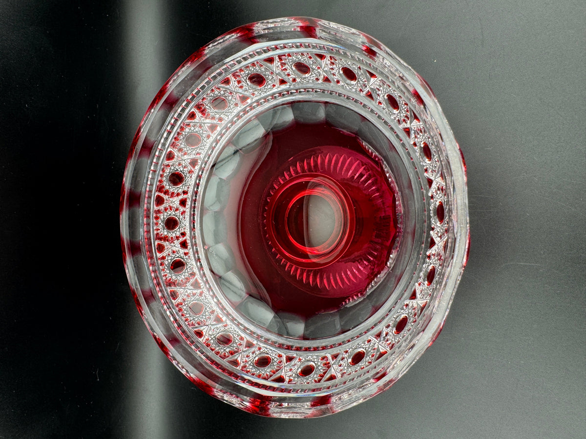 Footed Red & Clear Crystal Bowl - Image 10