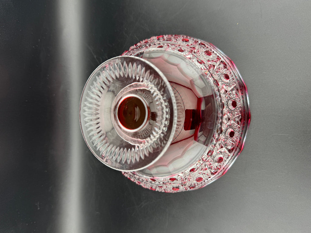 Footed Red & Clear Crystal Bowl - Image 6