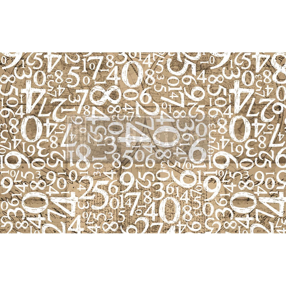 Decoupage Decor Tissue Paper – Engraved Numbers – 1 sheet, 19″x30″ - Image 1