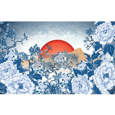 Decoupage Decor Tissue Paper 19 X30 -Skull Chinoiserie - Image 2