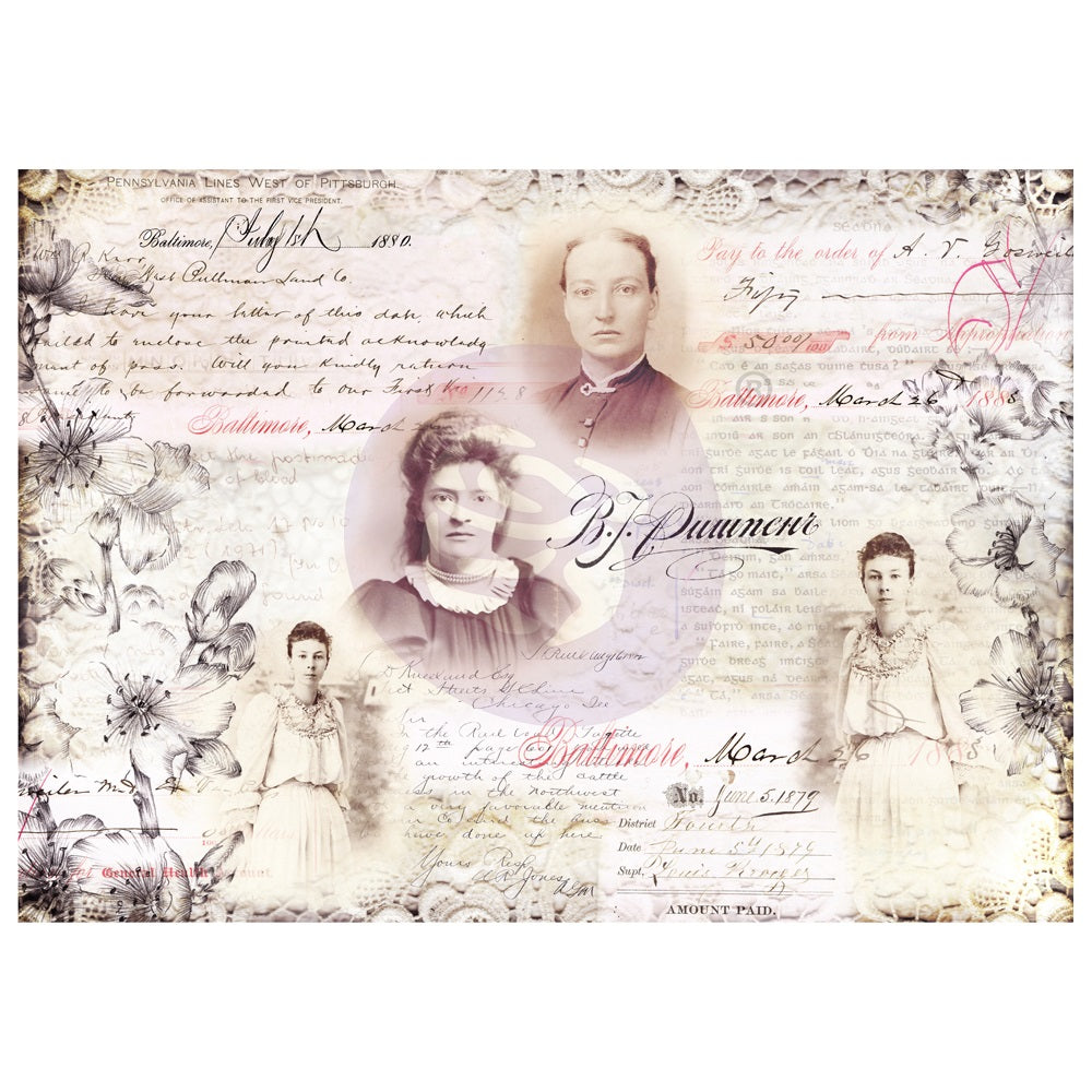 Finnabair Tissue Paper - Notes - 6 Sheets - Image 1