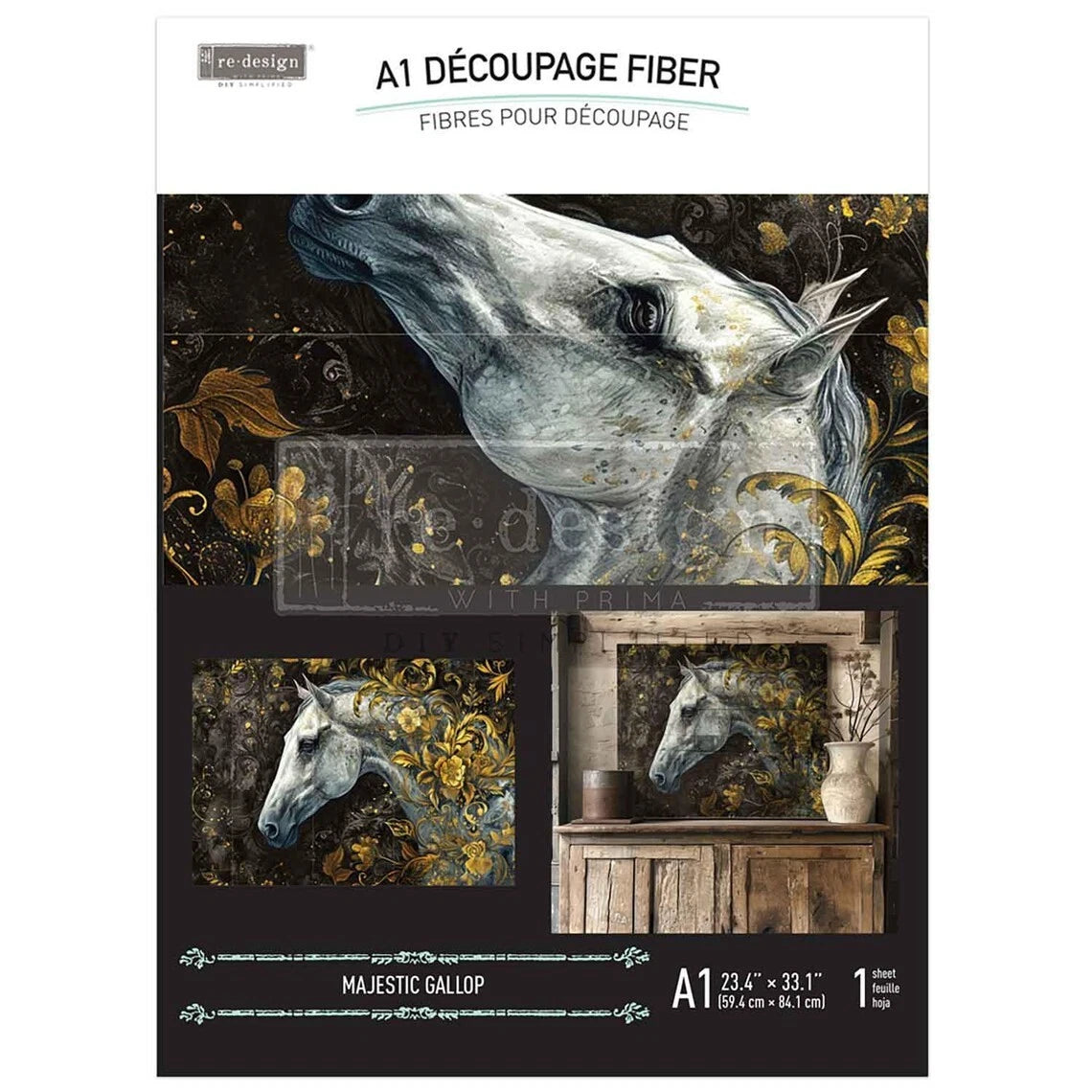 A1 Decoupage Fiber Paper - Majestic Gallop - Image 2