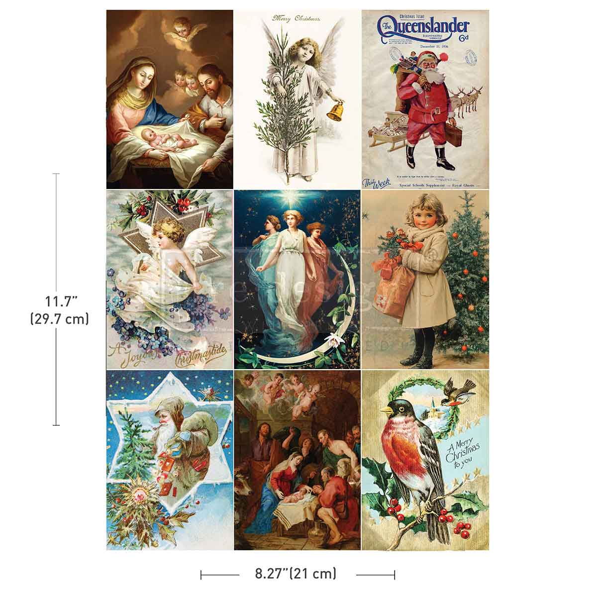 re·design with prima Vintage Style Christmas Postcards Set of 9 - Image 1