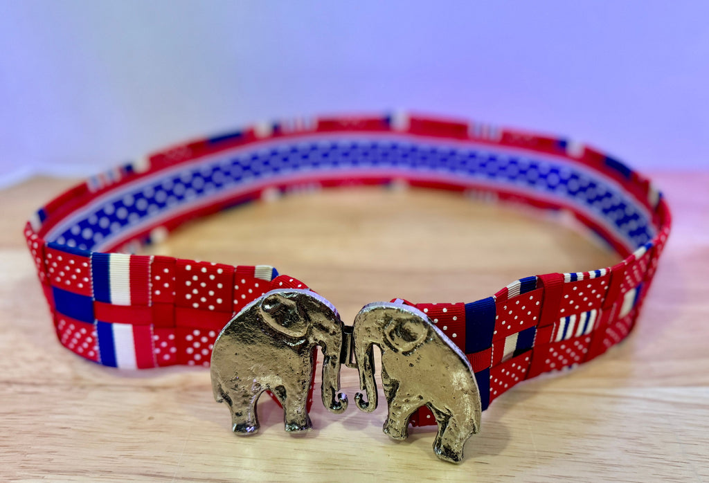 VTG Woven Ribbon Republican Elephant Belt - Image 5