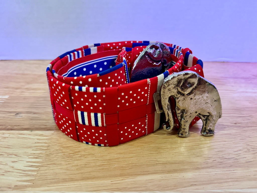 VTG Woven Ribbon Republican Elephant Belt - Image 1