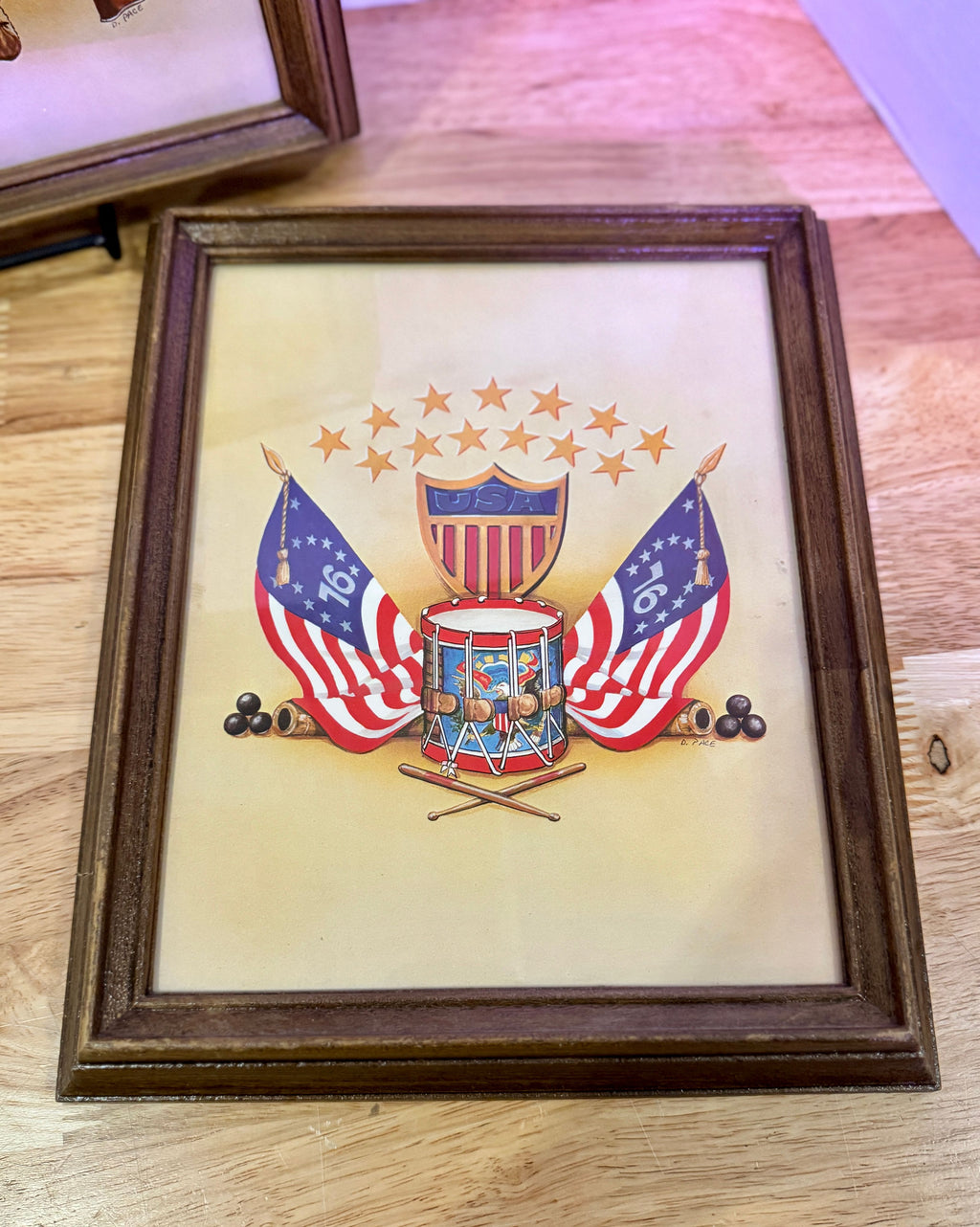 VTG Intercraft Industries Americana Framed Prints Pair 8x10 Spirit of 76 MCM - Image 3