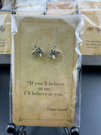 Bookish Quote Earrings - Silver Unicorn Lewis Carroll