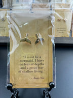 Bookish Quote Earrings - Gold Mermaid Anais Nin