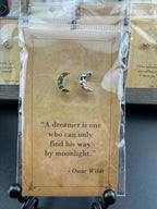 Bookish Quote Earrings - Silver Crescent Moon Oscar Wilde