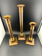 Set of Three Century Two-Tone Brass Taper Candlesticks