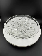 Vintage Anchor Hocking "TEARDROPS & DOTS 920" Clear Glass Footed Bowl