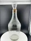 Vintage Grape Pattern Clear Glass Decanter Bottle with Stopper Empty Bottle