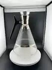 Vintage Atomic Inland Glass Coffee Carafe Silver Stripes W/Cork Stopper Top MCM