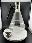 Vintage Atomic Inland Glass Coffee Carafe Silver Stripes W/Cork Stopper Top MCM