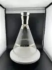 Vintage Atomic Inland Glass Coffee Carafe Silver Stripes W/Cork Stopper Top MCM