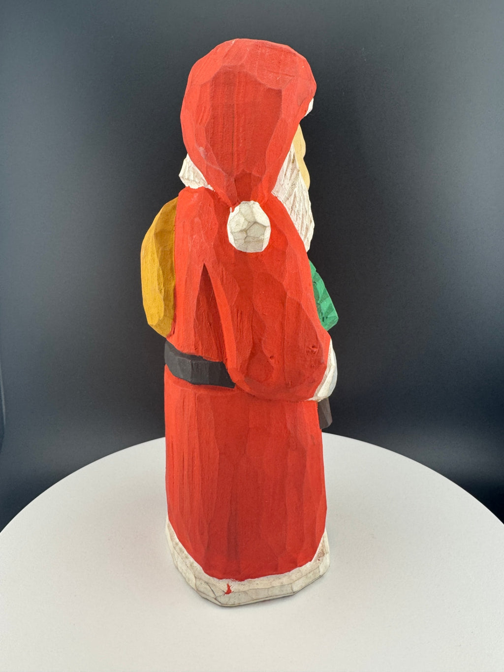 Hand-Carved Folk Santa Claus Statue