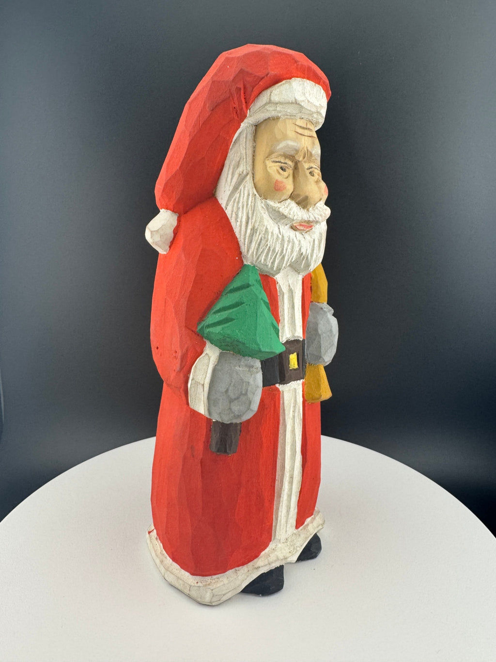 Hand-Carved Folk Santa Claus Statue