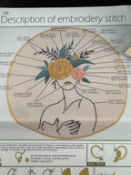 New Outline of Woman with Floral Crown Embroidery Kit - No. 329