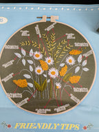 New White & Yellow Wildflowers Embroidery Kit - No. 615