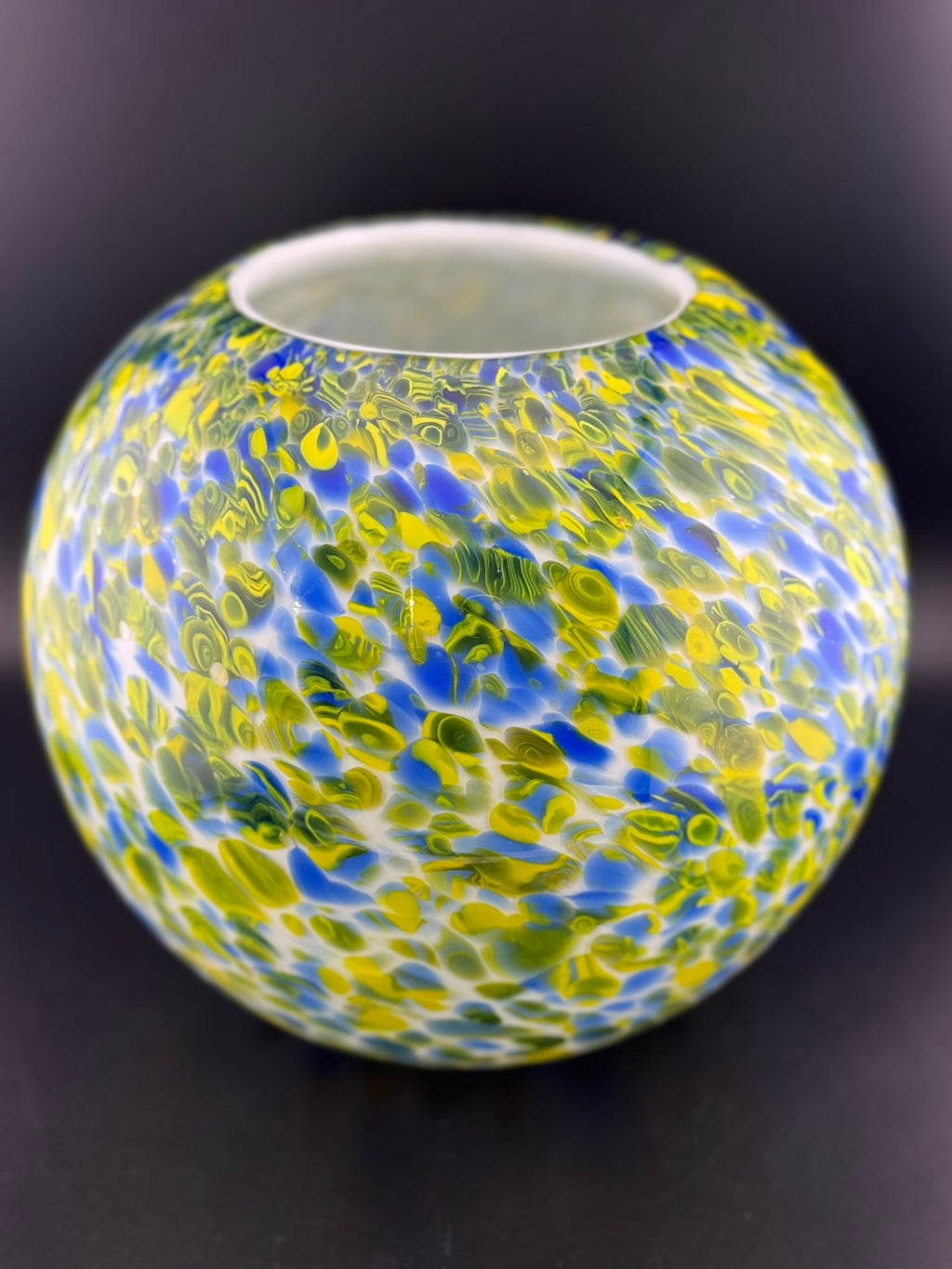 Yellow & Blue Swirl Glass Vase