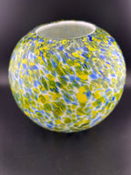 Yellow & Blue Swirl Glass Vase