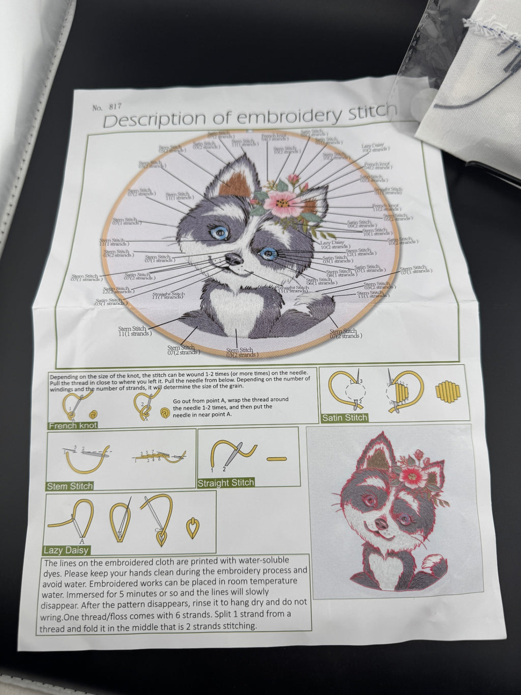 New Dog Embroidery Kit - Husky - No. 817
