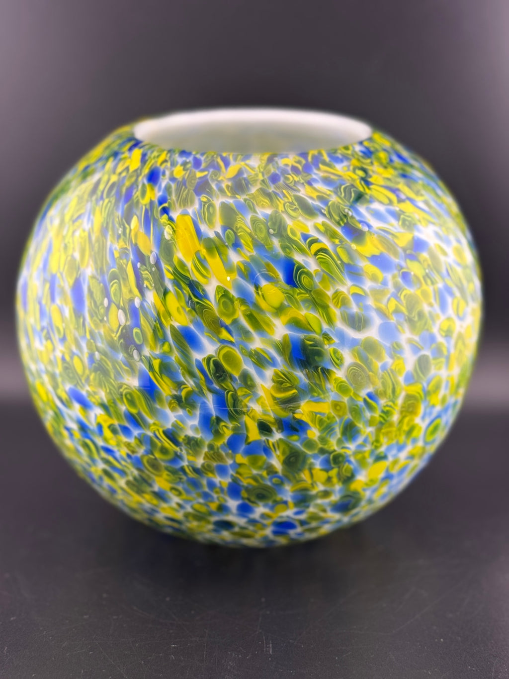 Yellow & Blue Swirl Glass Vase