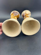 Pair of Handmade Glazed Pottery Wine Goblets