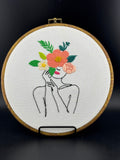 Handmade Finished Embroidery - Woman with Floral Crown