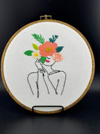 Handmade Finished Embroidery - Woman with Floral Crown