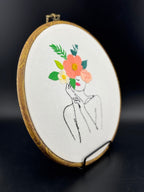 Handmade Finished Embroidery - Woman with Floral Crown