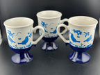 Set of 3 Pedestal Blue Bird Mugs