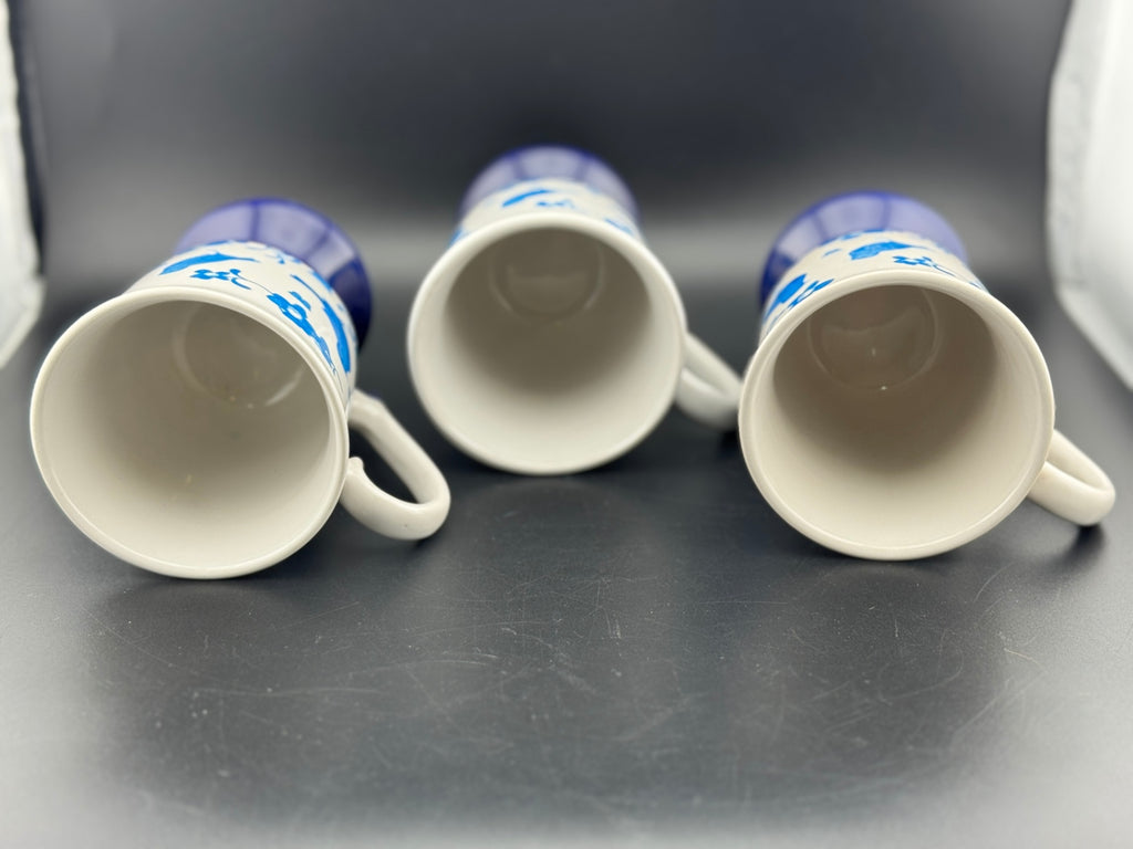 Set of 3 Pedestal Blue Bird Mugs