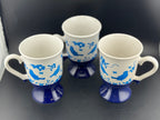 Set of 3 Pedestal Blue Bird Mugs