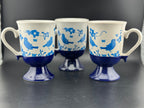 Set of 3 Pedestal Blue Bird Mugs