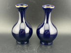 Vintage Kutani Cobalt Blue Porcelain Vase, Pair