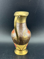 Vintage Brass Enamel Pitcher