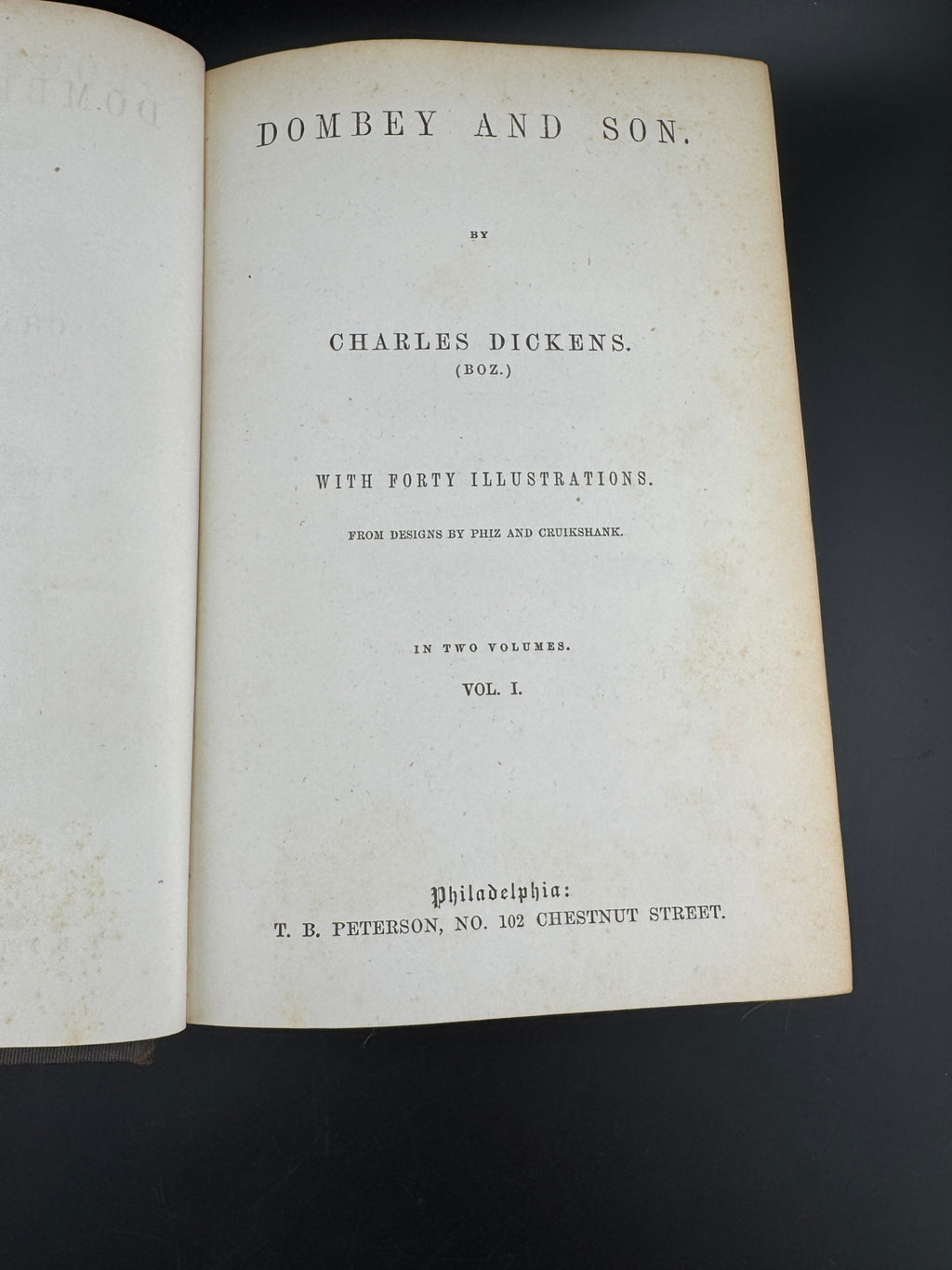 Charles Dickens "Dombey and Son - Volume I" - The Peterson's Duodecimo Edition