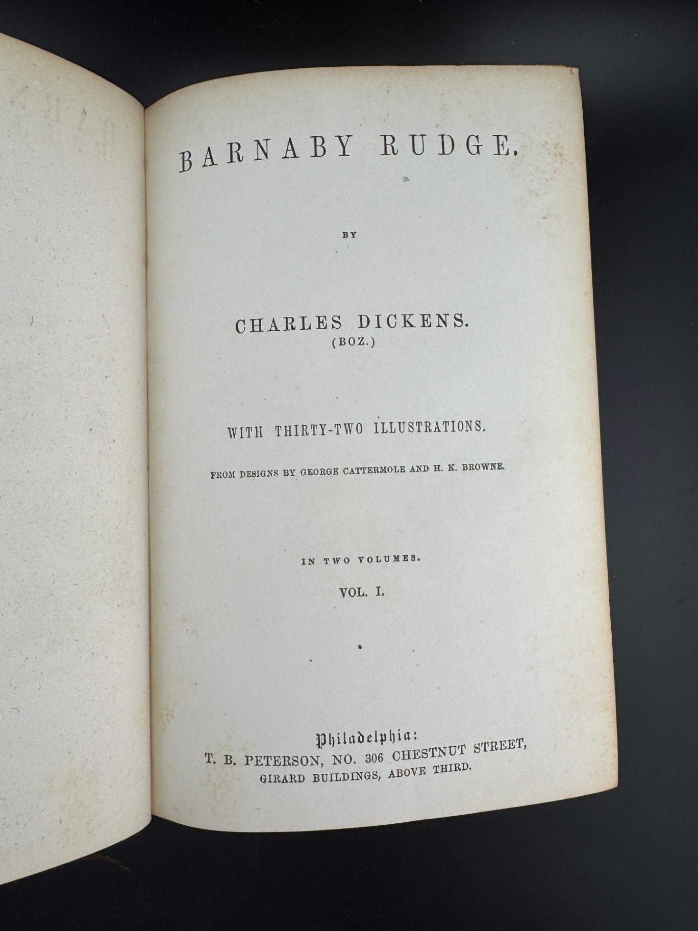 Charles Dickens "Barnaby Ridge - Volume I" - The Peterson's Duodecimo Edition