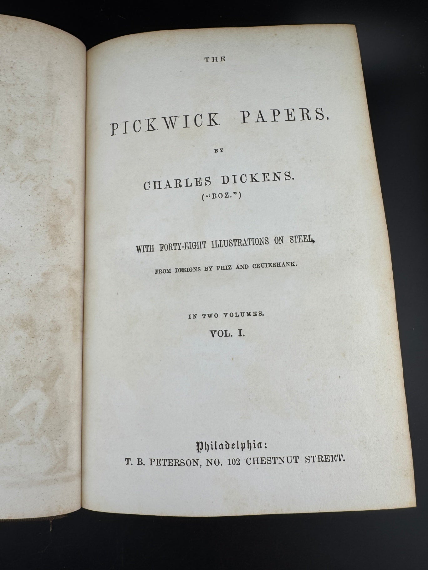 Charles Dickens "Pickwick Papers - Volume I" - The Peterson's Duodecimo Edition