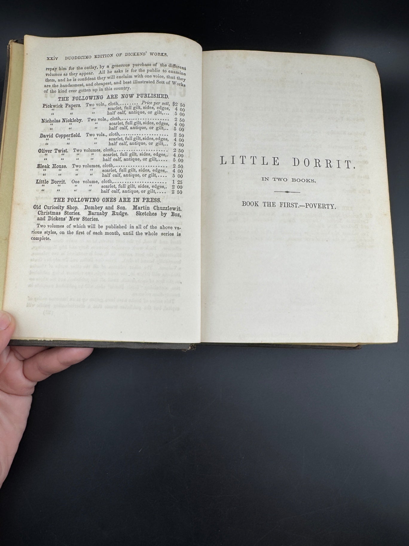 Charles Dickens "Little Dorrit - Volume I" - The Peterson's Duodecimo Edition