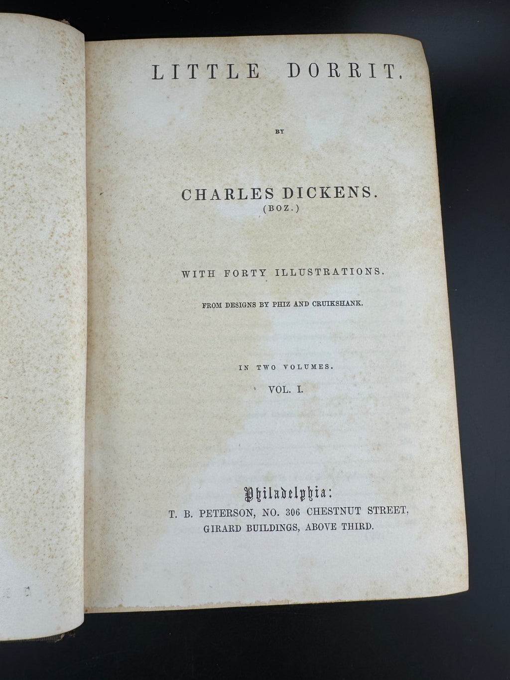 Charles Dickens "Little Dorrit - Volume I" - The Peterson's Duodecimo Edition