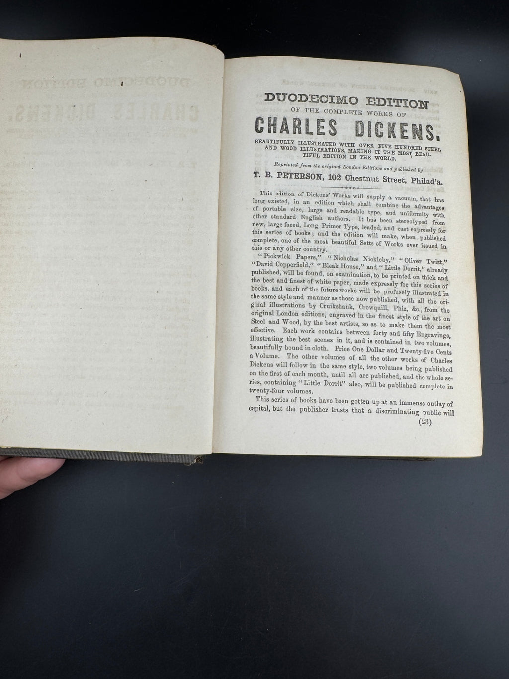 Charles Dickens "Little Dorrit - Volume I" - The Peterson's Duodecimo Edition