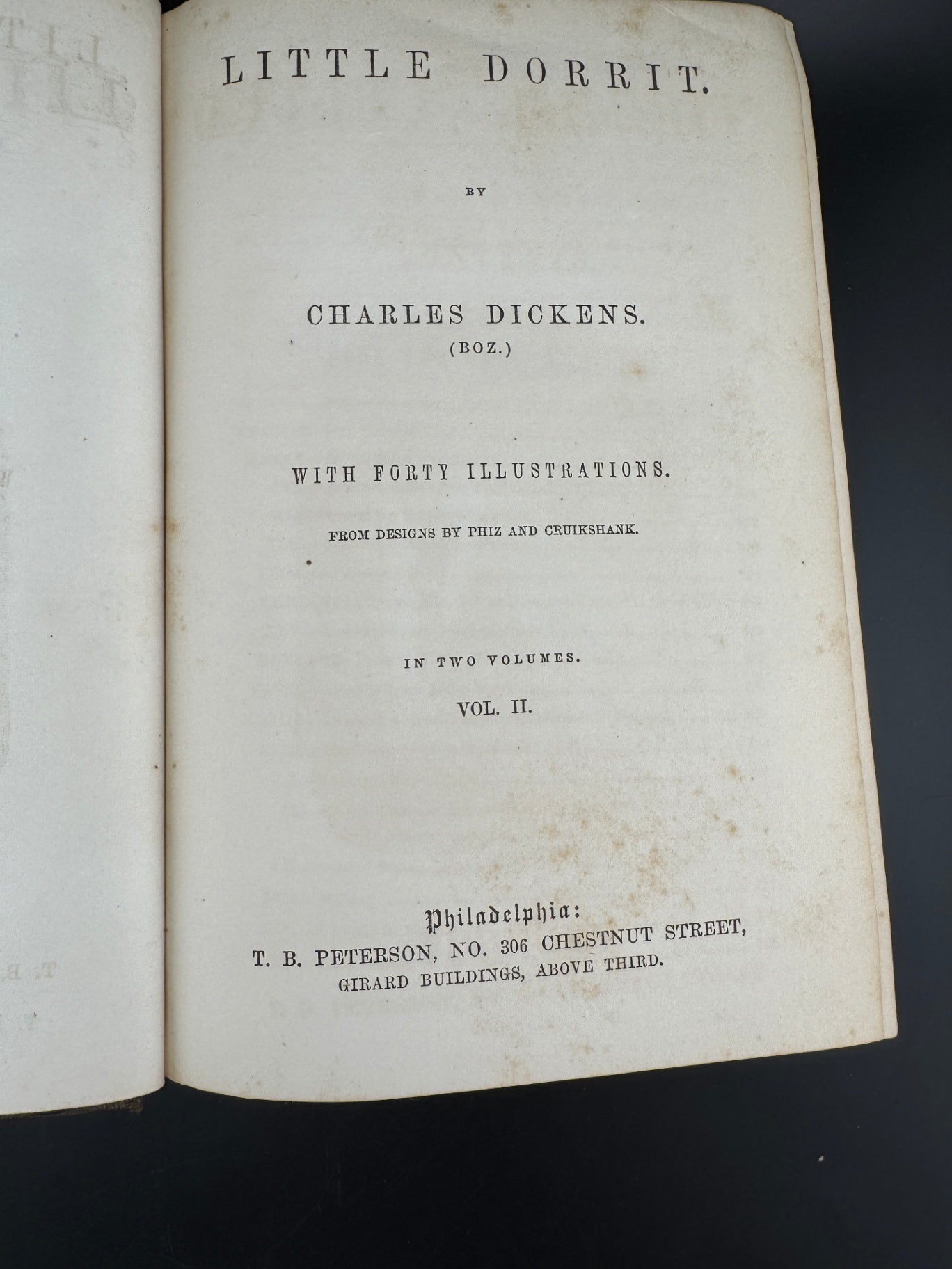 Charles Dickens "Little Dorrit - Volume II" - The Peterson's Duodecimo Edition