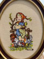 Hummel Girl with Chickens Crewel