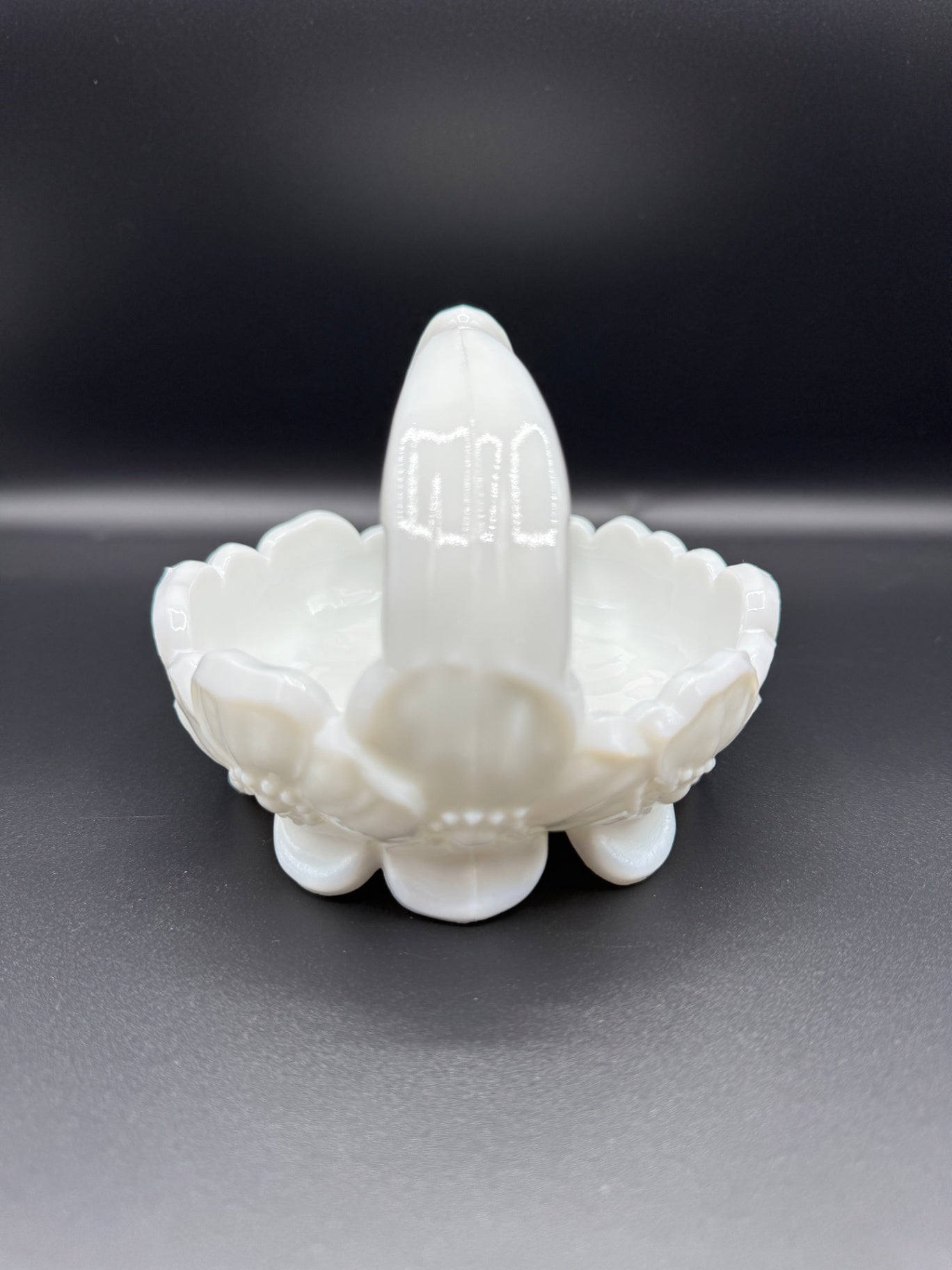 Dogwood Milk Glass Basket