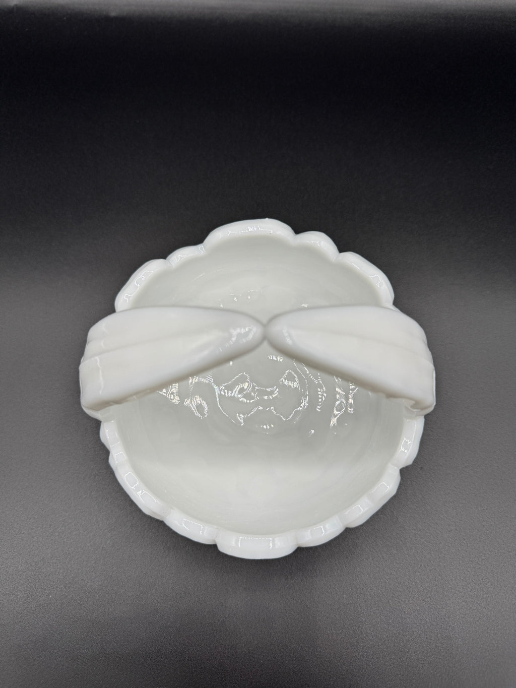 Dogwood Milk Glass Basket