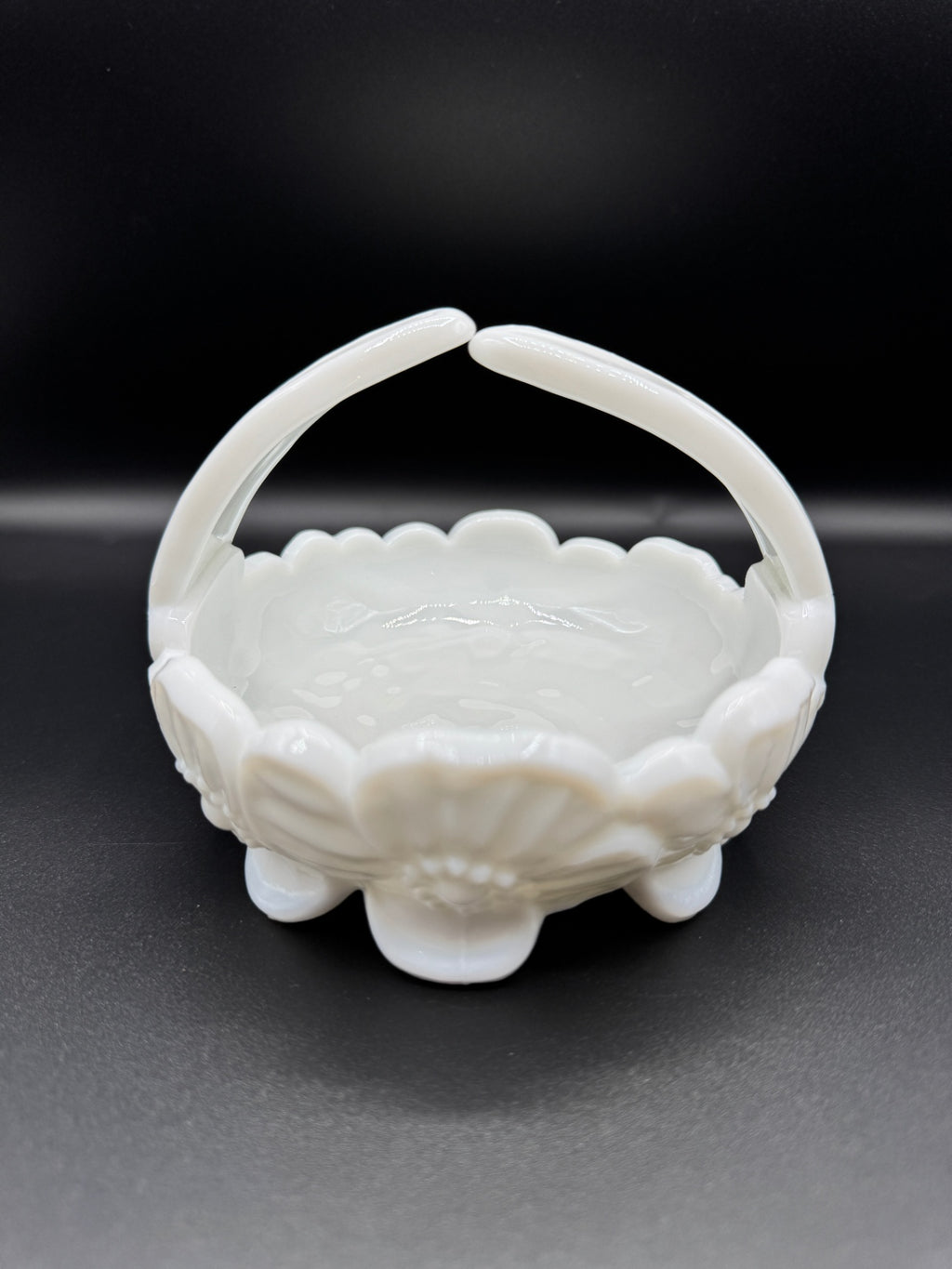 Dogwood Milk Glass Basket