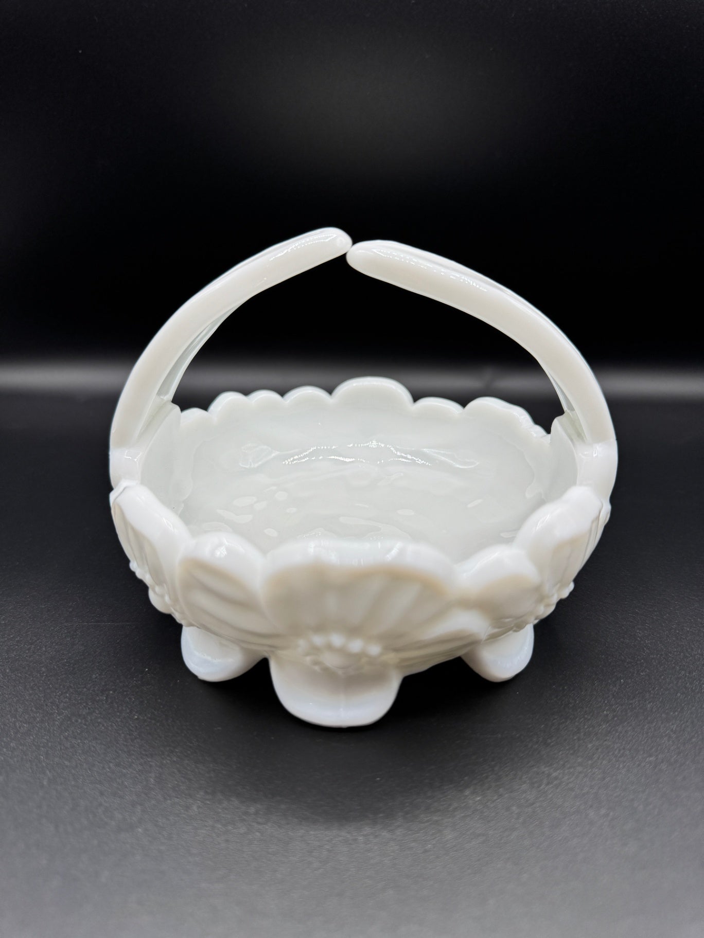 Dogwood Milk Glass Basket
