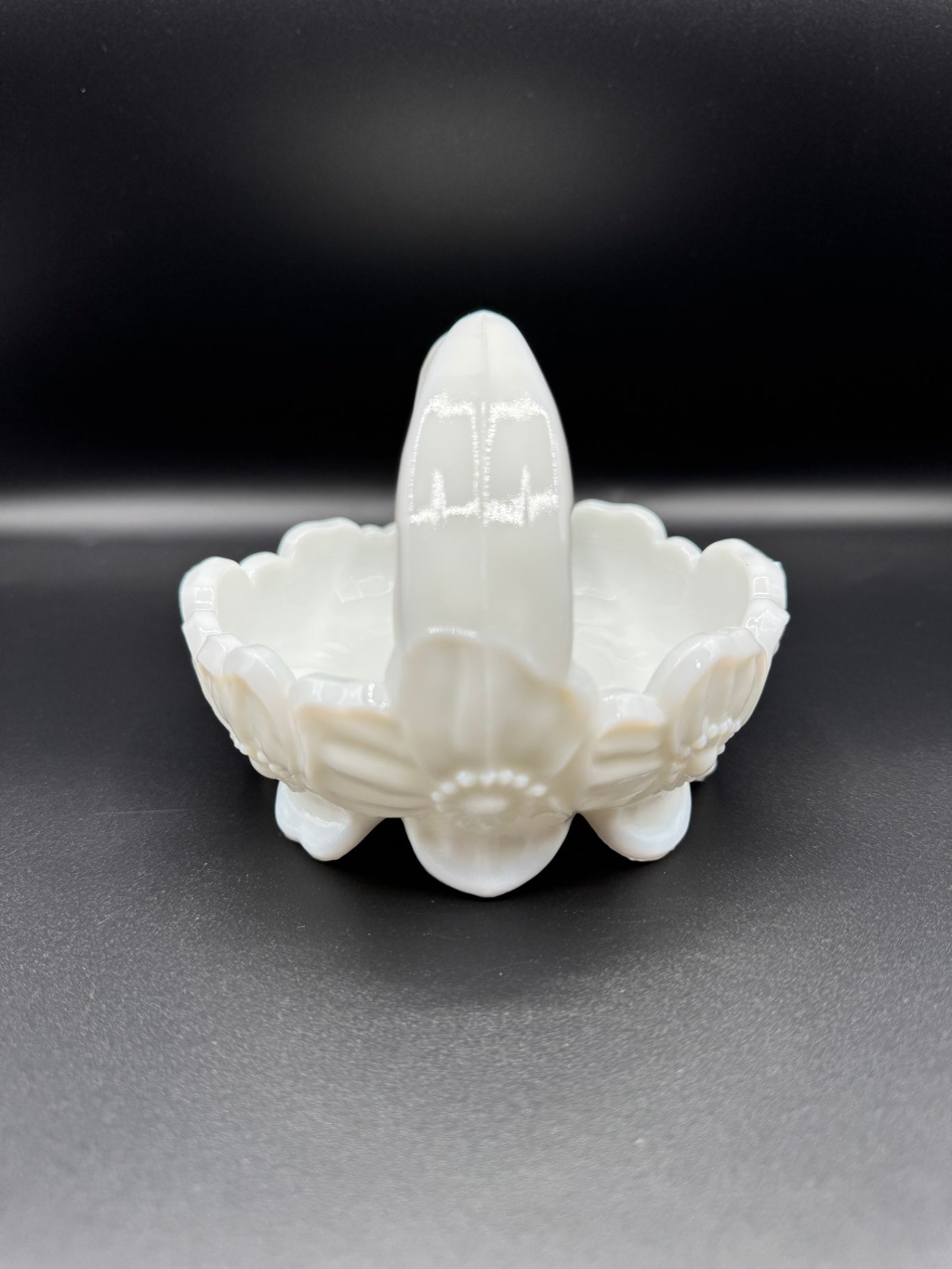 Dogwood Milk Glass Basket
